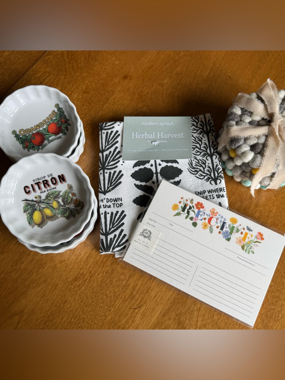 Vintage Williams Sonoma Fruit Tart Dishes + Rifle Paper Co Recipe Cards Cottage